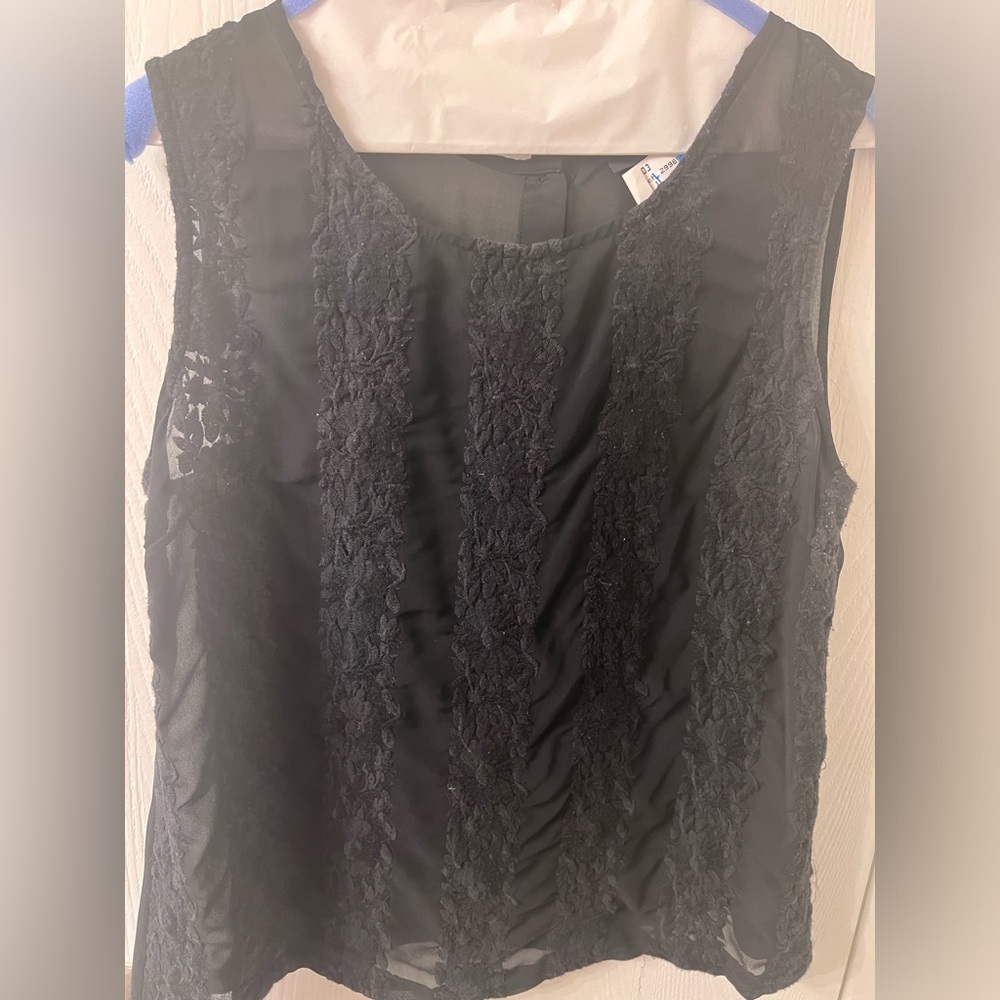 Black Blouse with Lace Detail